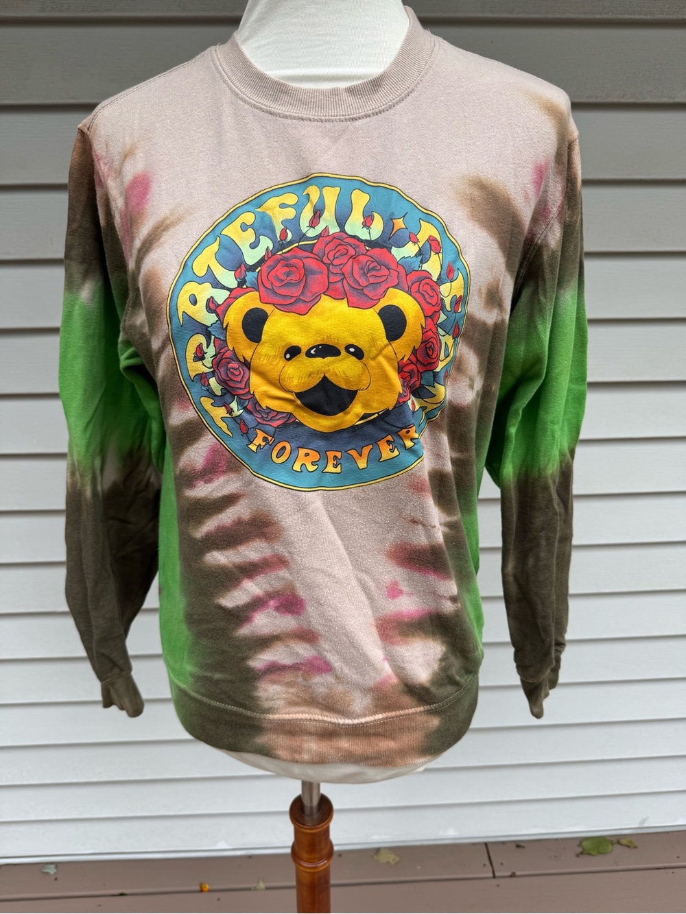 Grateful Dead Sweatshirt Women's Tie Dye Forever Bear Pullover Crew Neck‎